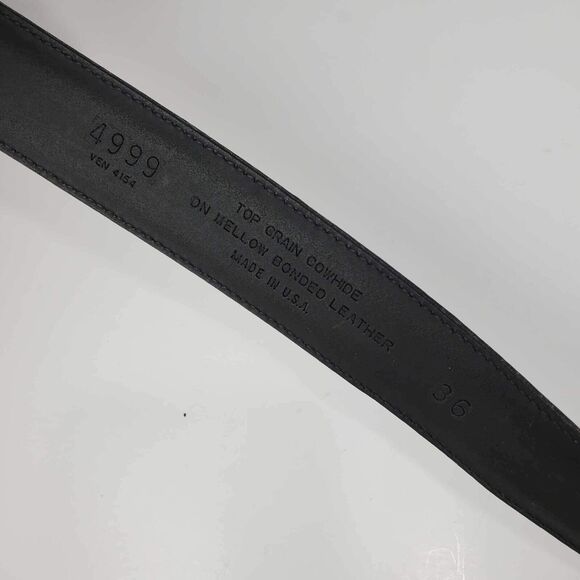 Genuine Leather Maroon Belt With Gold Rectangle Buckle Size 36 Made In USA - Picture 4 of 7